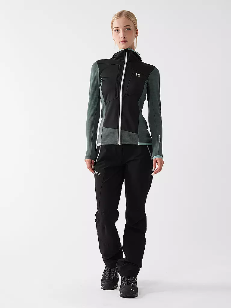 ORTOVOX | Veste polaire à capuche quadrillée pour femmes | Pétrole
