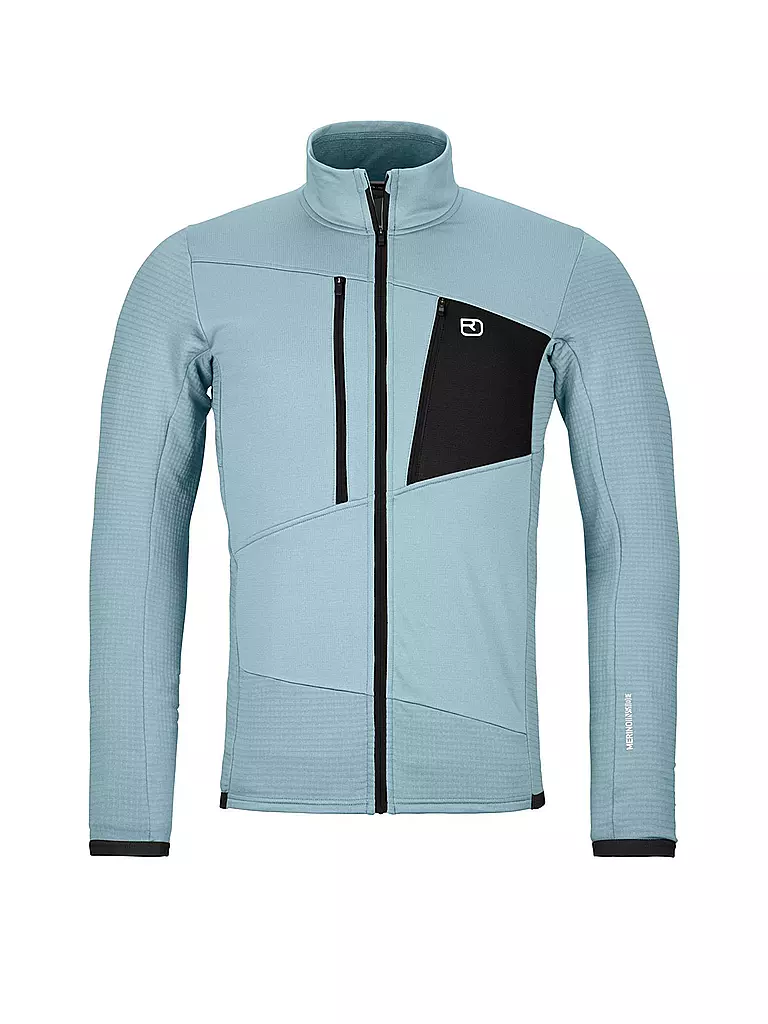 ORTOVOX | Veste polaire quadrillée pour homme | Bleu clair