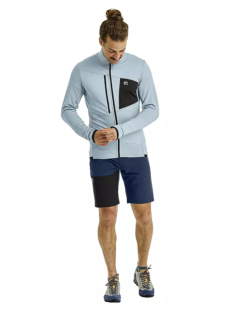 ORTOVOX | Veste polaire quadrillée pour homme | Bleu clair