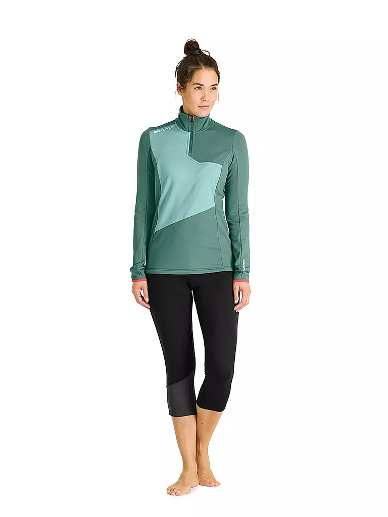 ORTOVOX | Zipshirt fonctionnel en polaire léger pour femmes | Pétrole