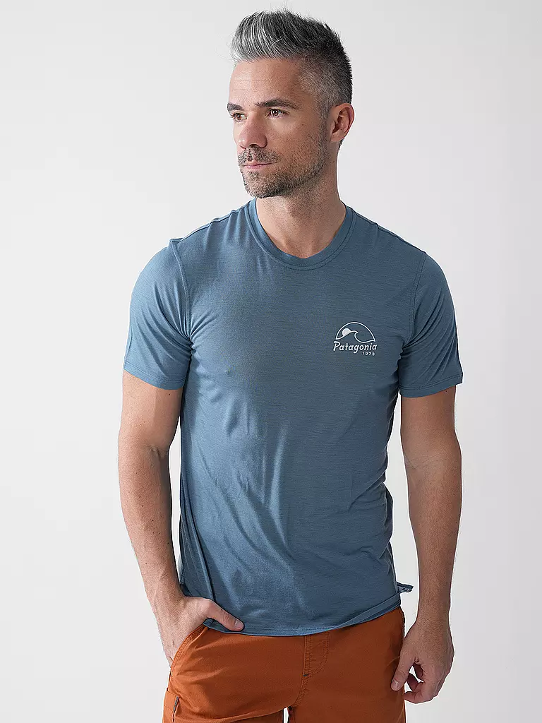 PATAGONIA | T-shirt de sport pour homme Capilene® Cool Merino Graphic | Bleu foncé