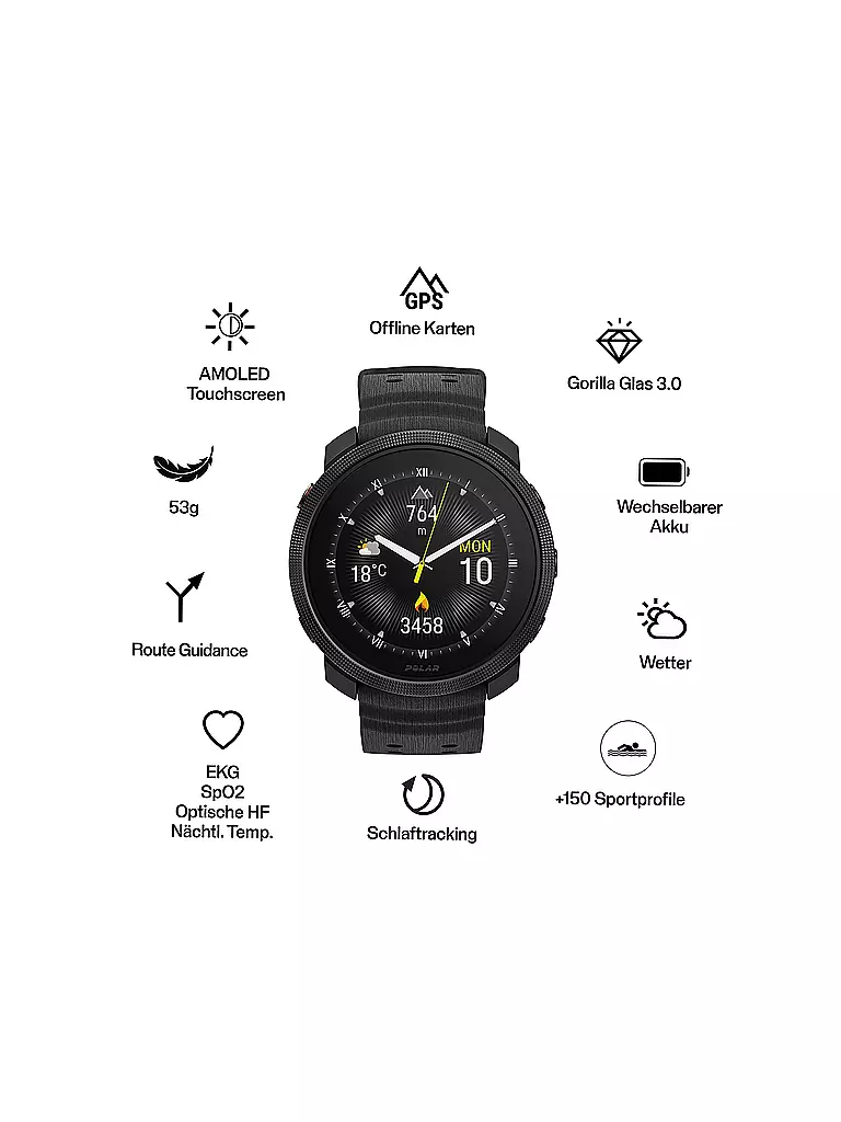 POLAR | Montre intelligente de fitness Vantage M3 | Noir