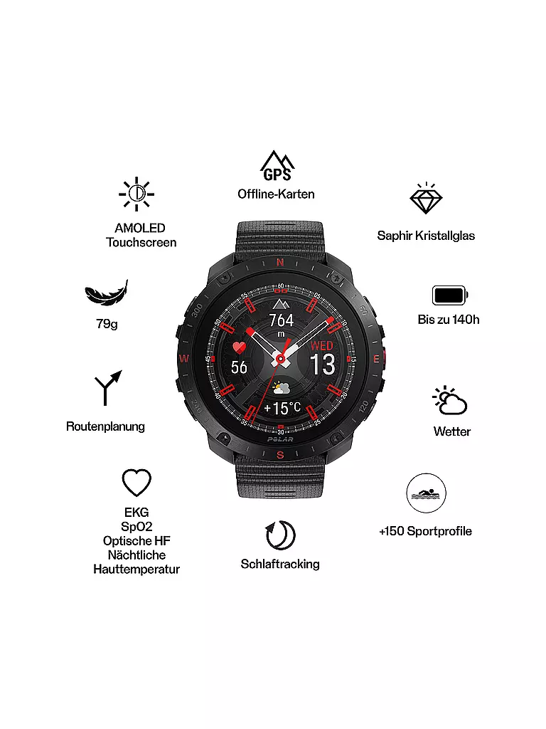 POLAR | Montre multisports d'extérieur Grit X2 Pro | Noir