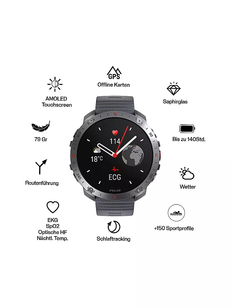 POLAR | Montre multisports d'extérieur Grit X2 Pro | Gris