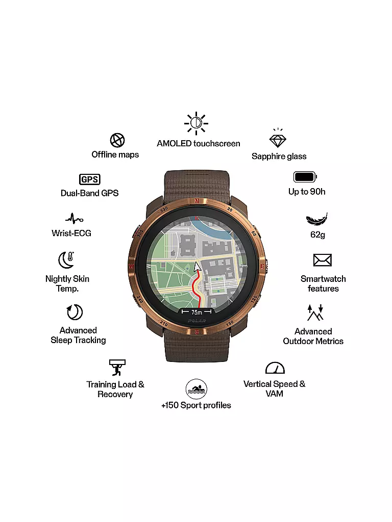 POLAR | Montre multisports d'extérieur Grit X2 S-L | Marron