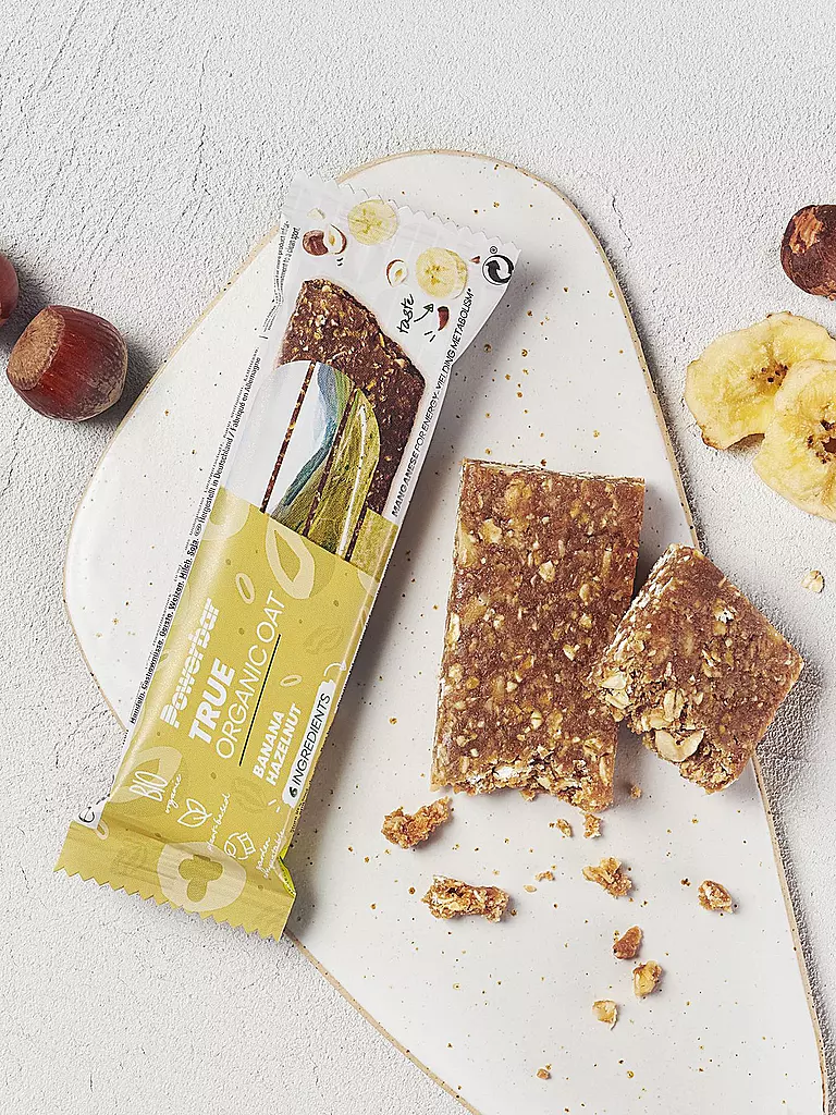POWER BAR | Riegel True Organic Oat Bar Banana Hazelnut 40g | Marron