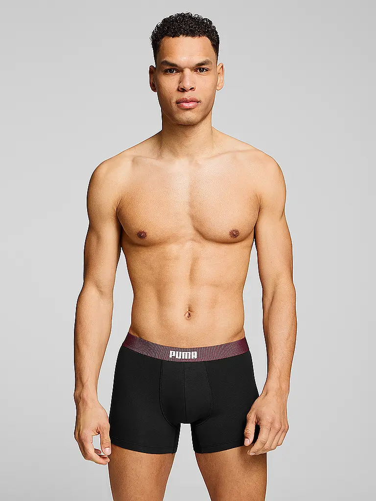 PUMA | Boxershorts Homme avec Ceinture en Mesh Lot de 2 | Rouge foncé