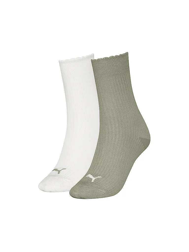 PUMA | Chaussettes de loisirs pour femmes Scallop Edge, lot de 2 | Olive