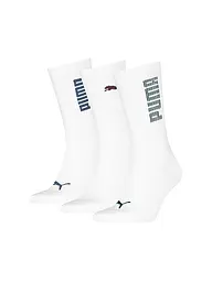 PUMA | Chaussettes de loisirs pour homme RIB Logo Crew, lot de 3 | Blanc