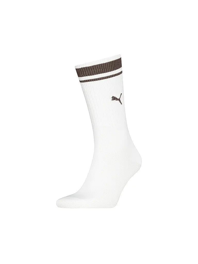 PUMA | Chaussettes de loisirs pour hommes Heritage Stripe Crew | Blanc
