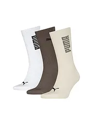 PUMA | Chaussettes de loisirs pour homme RIB Logo Crew, lot de 3 | Marron