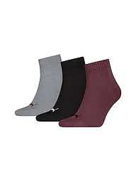PUMA | Chaussettes de loisirs Quarter Plain, lot de 3 | Rouge foncé