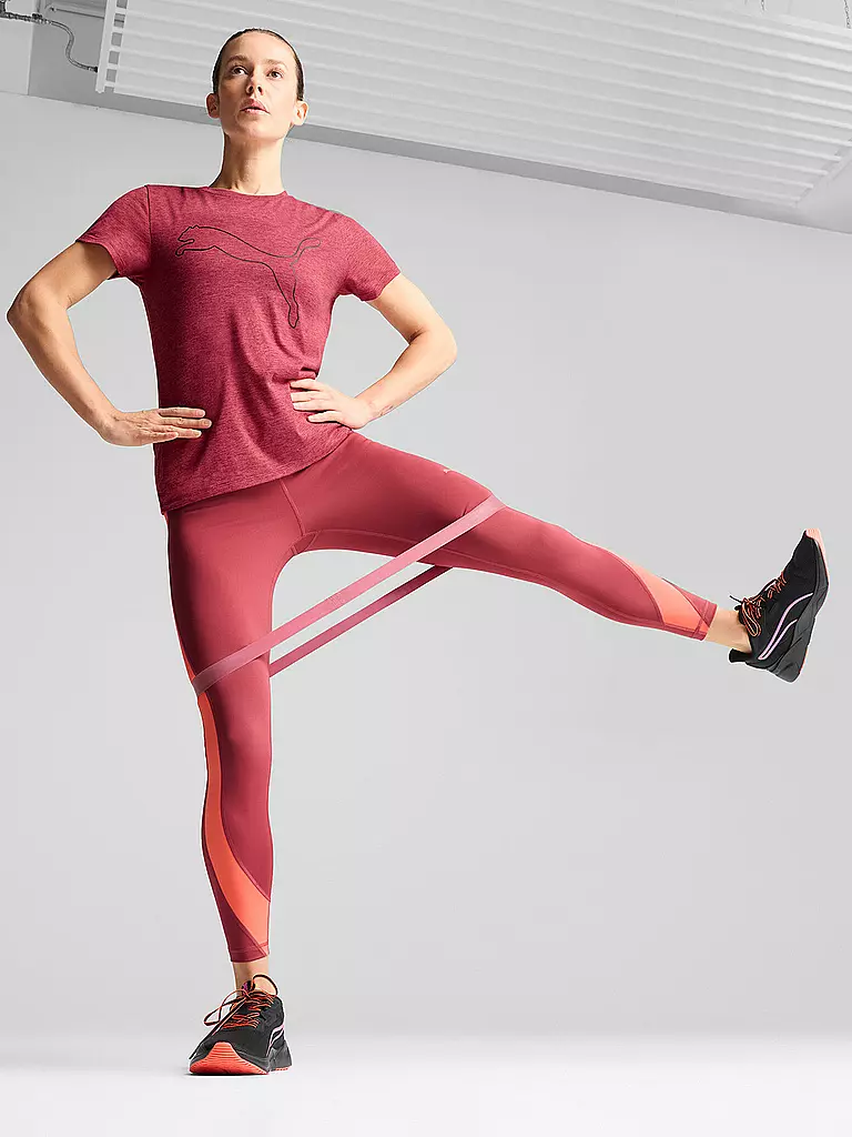 PUMA | Damen Fitnessshirt Essential Heather Logo | Rouge