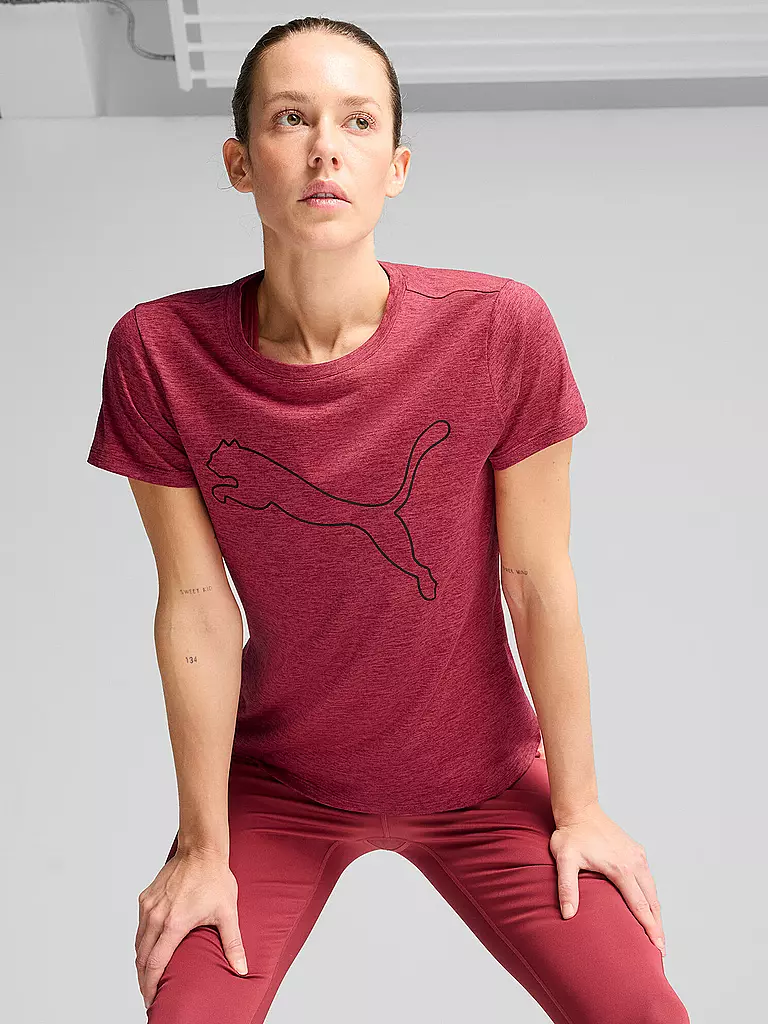 PUMA | Damen Fitnessshirt Essential Heather Logo | Rouge