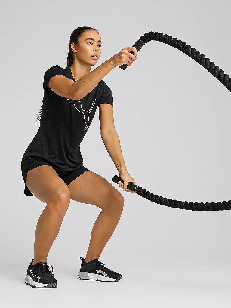 PUMA | T-shirt de fitness femme Essential Heather Logo | Noir