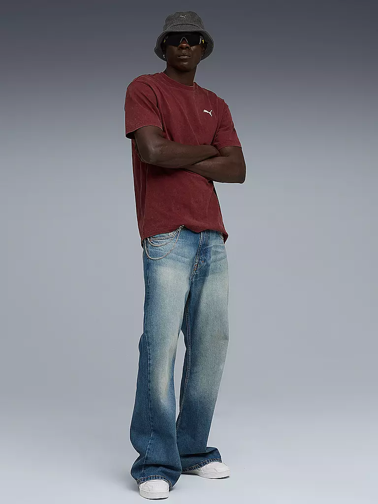 PUMA | T-shirt homme ESS ELEVATED Relaxed Wash | Rouge foncé