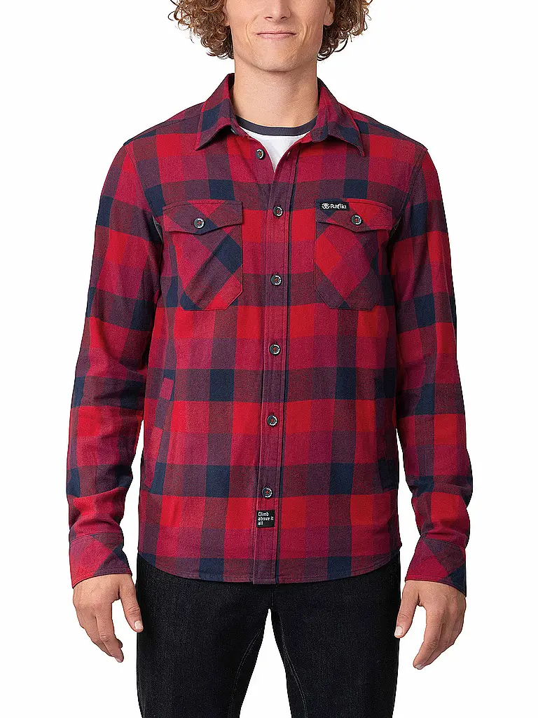 RAFIKI | Chemise d'escalade Virage Flannel pour hommes | Rouge foncé