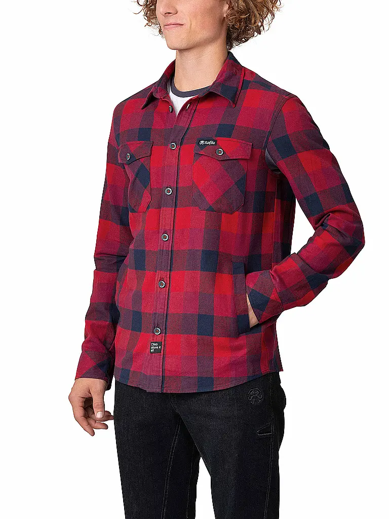 RAFIKI | Chemise d'escalade Virage Flannel pour hommes | Rouge foncé