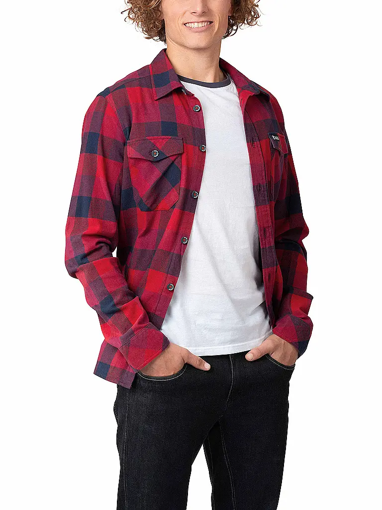 RAFIKI | Chemise d'escalade Virage Flannel pour hommes | Rouge foncé