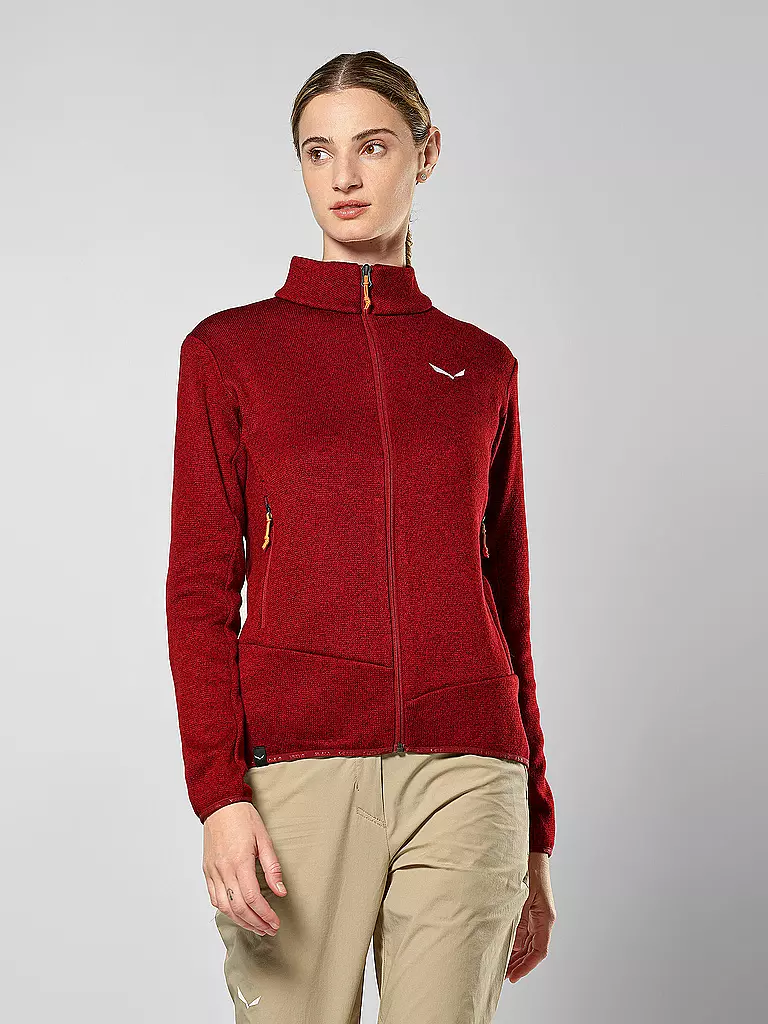 SALEWA | Damen Fleecejacke Puez Rocca PL | Rouge foncé