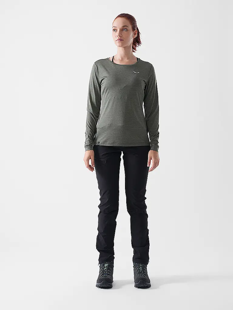 SALEWA | T-shirt de sport à manches longues pour femme Puez Melange Dry'Ton | Vert foncé