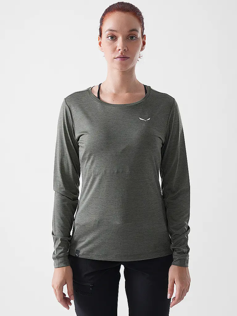 SALEWA | T-shirt de sport à manches longues pour femme Puez Melange Dry'Ton | Vert foncé