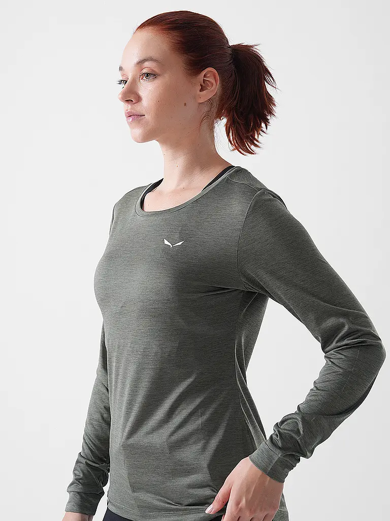 SALEWA | T-shirt de sport à manches longues pour femme Puez Melange Dry'Ton | Vert foncé