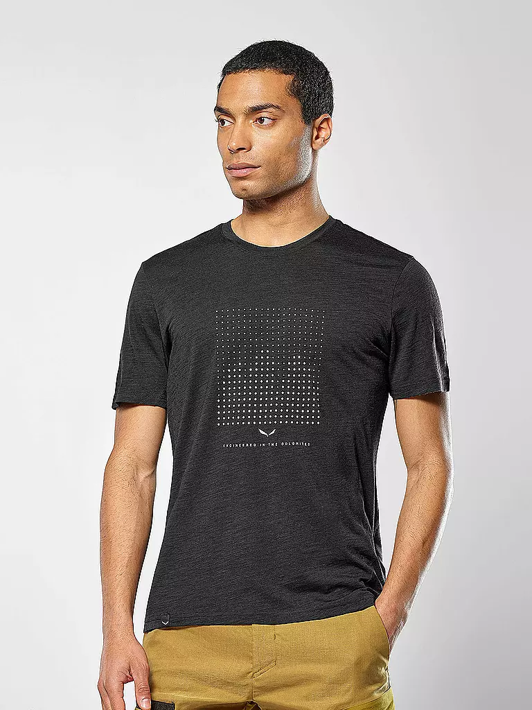 SALEWA | T-shirt de sport homme Eagle Dotted Merino | Noir