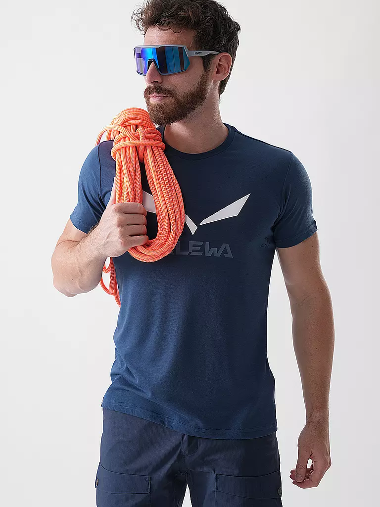 SALEWA | T-shirt de sport homme Solidlogo Dri-Release® | Bleu foncé