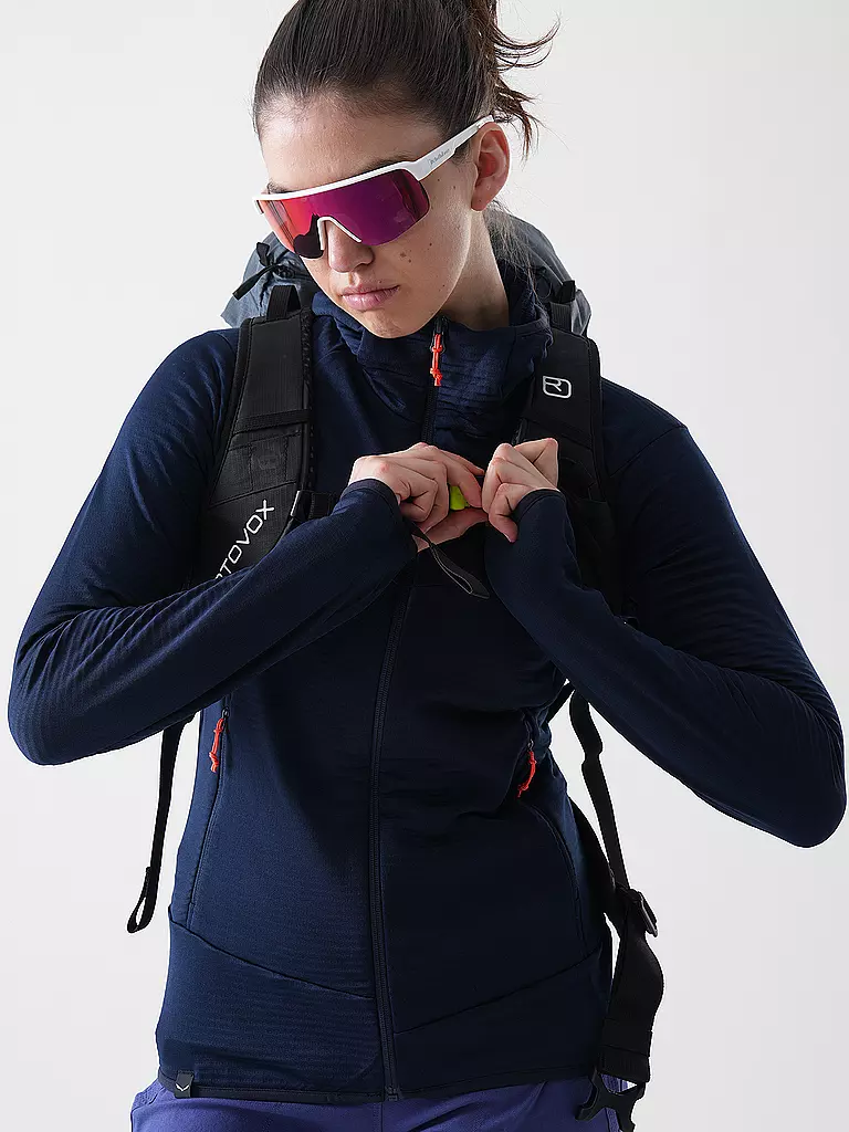 SALEWA | Veste polaire femme Puez Altavia Polarlite à capuche | Bleu foncé