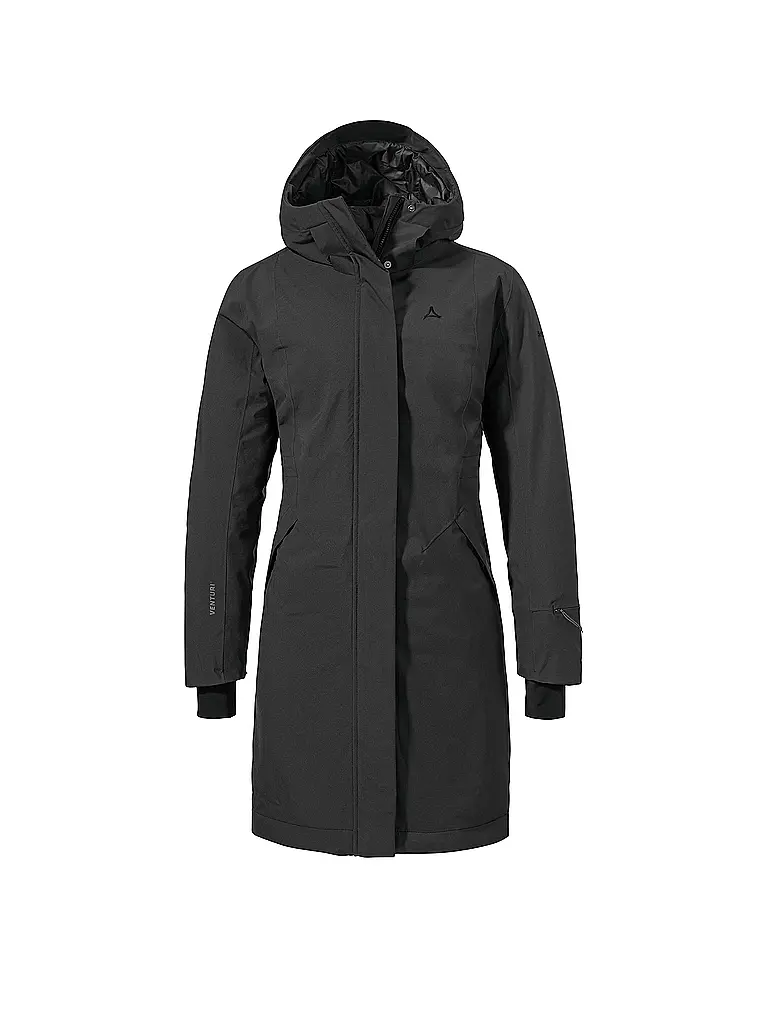 SCHÖFFEL | Manteau d'hiver pour femme Style Gregale à capuche | Noir