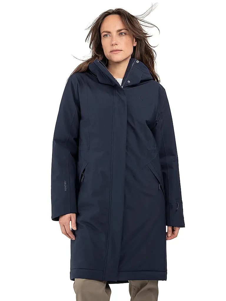 SCHÖFFEL | Manteau d'hiver pour femme Style Gregale à capuche | Bleu foncé