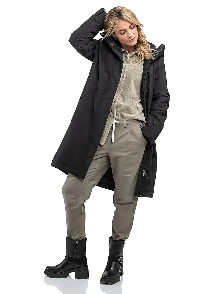 SCHÖFFEL | Manteau d'hiver pour femme Style Gregale à capuche | Noir