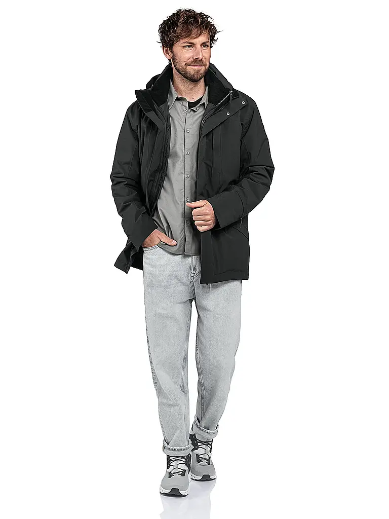 SCHÖFFEL | Parka d'hiver pour homme Style Borkol 3 en 1 à capuche | Noir