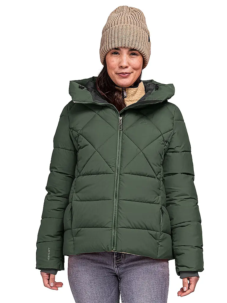 SCHÖFFEL | Veste d'hiver isolante à capuche Boston pour femme | Vert foncé