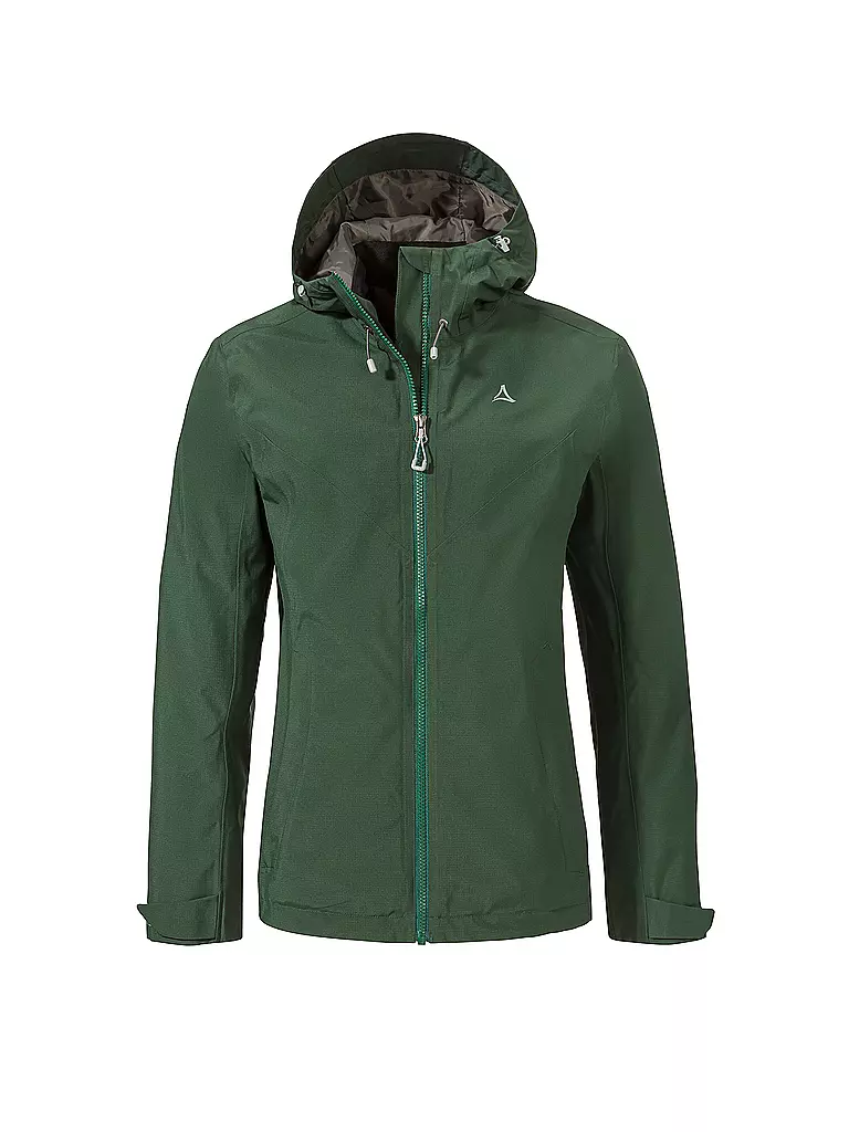 SCHÖFFEL | Veste de randonnée femme Yew 2L ZipIn à capuche | Vert foncé