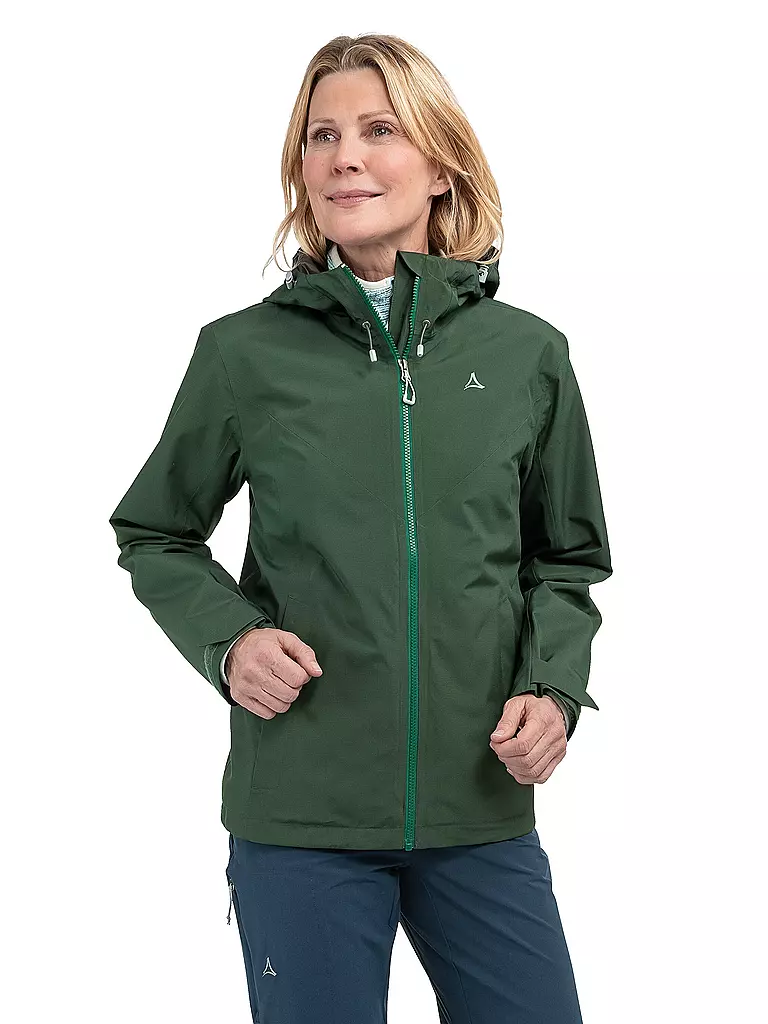 SCHÖFFEL | Veste de randonnée femme Yew 2L ZipIn à capuche | Vert foncé