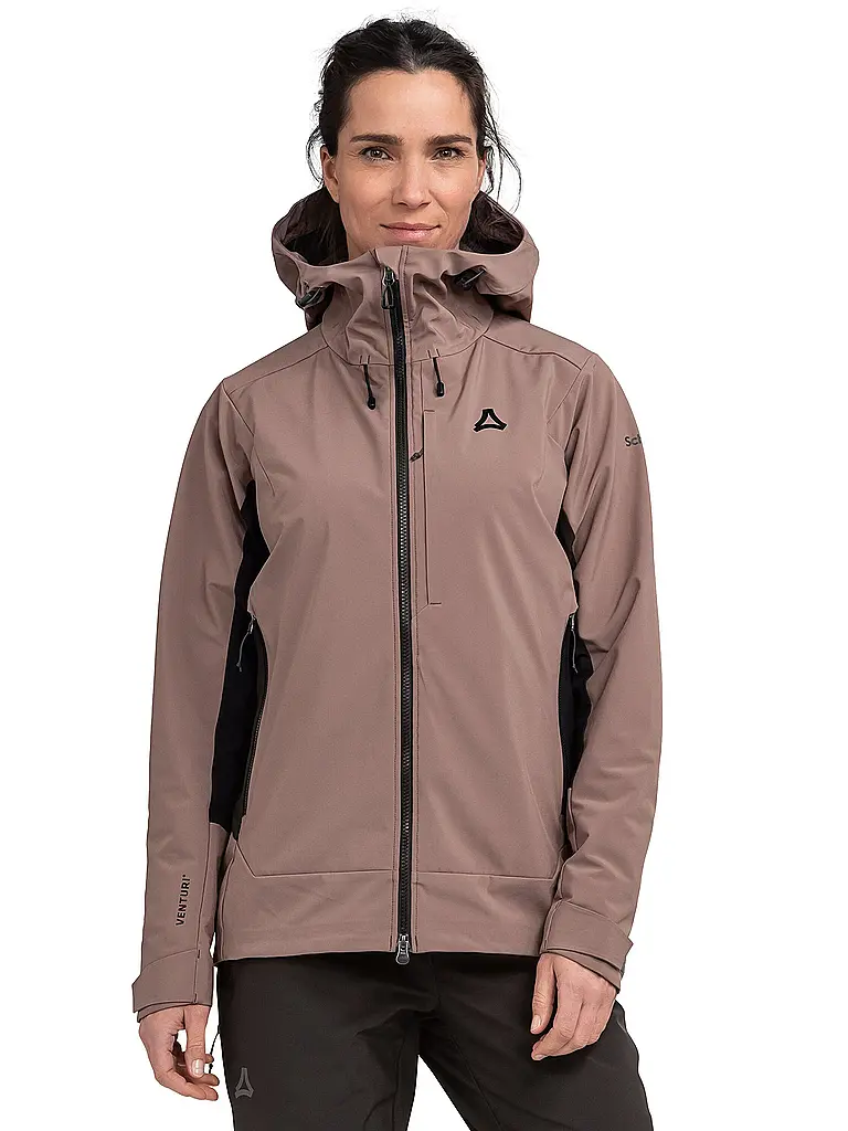 SCHÖFFEL | Veste softshell de randonnée pour femmes Milagle à capuche | Marron clair