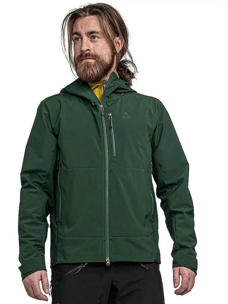 SCHÖFFEL | Veste softshell de randonnée pour homme Milagle à capuche | Vert foncé