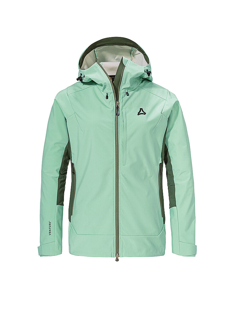 Veste softshell de randonnée Milagle à capuche menthe 44