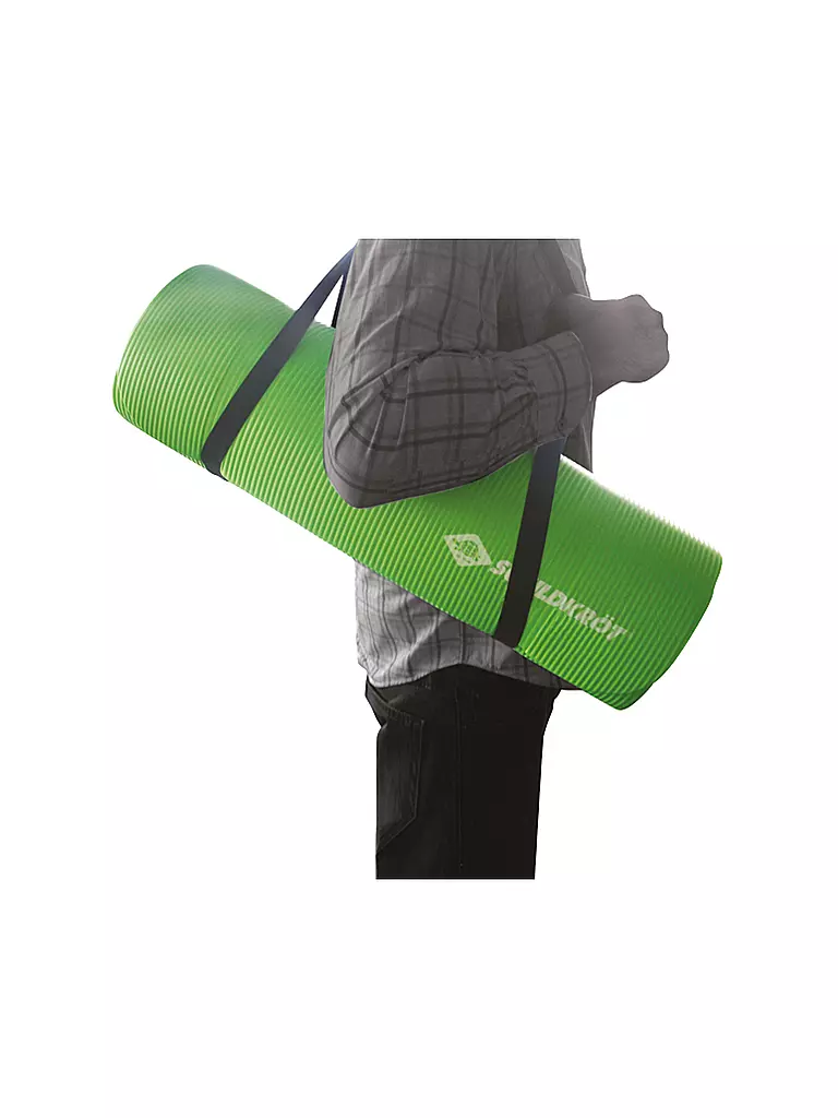 SCHILDKRÖT | Tapis de fitness, 15 mm, vert, avec sangle de transport |