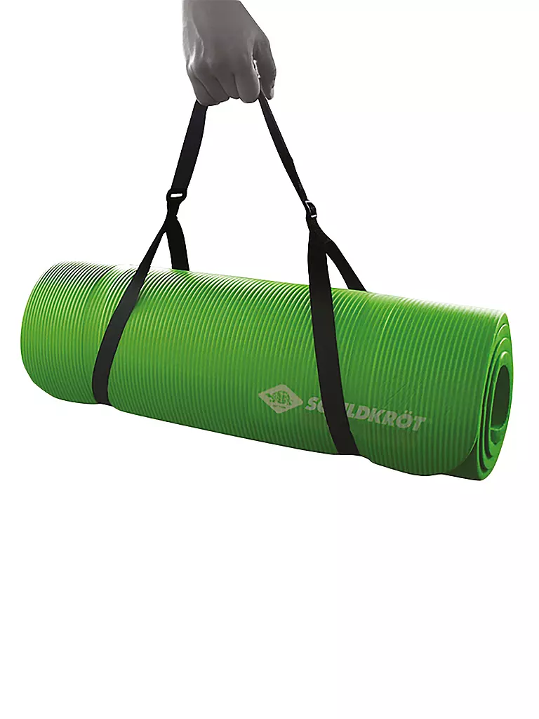SCHILDKRÖT | Tapis de fitness, 15 mm, vert, avec sangle de transport |