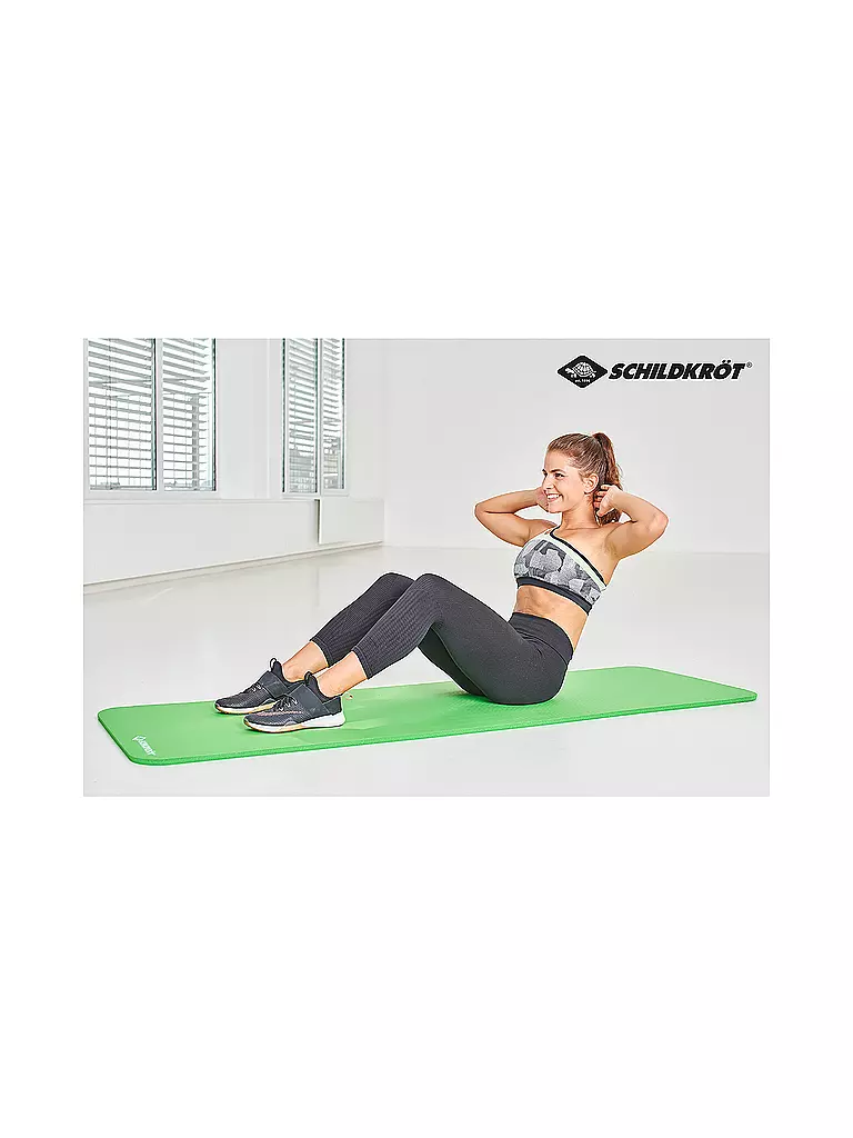 SCHILDKRÖT | Tapis de fitness, 15 mm, vert, avec sangle de transport |