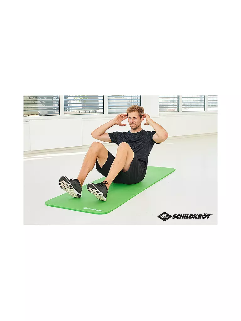 SCHILDKRÖT | Tapis de fitness, 15 mm, vert, avec sangle de transport |