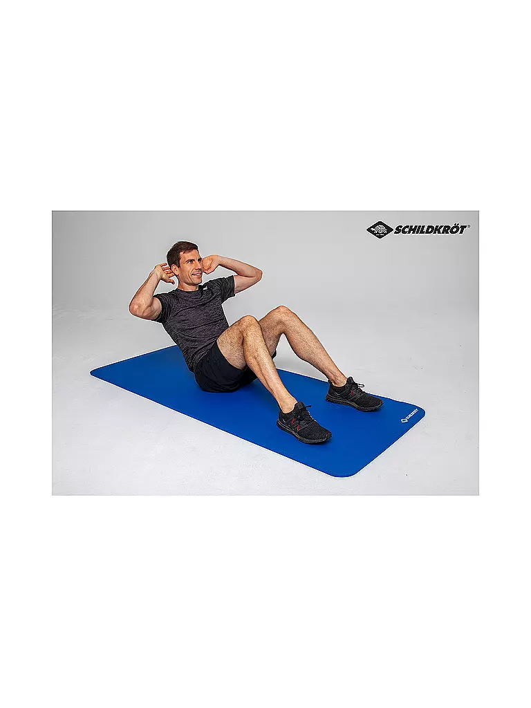 SCHILDKRÖT | Tapis de fitness XL, 15 mm, bleu, avec sangle de transport |