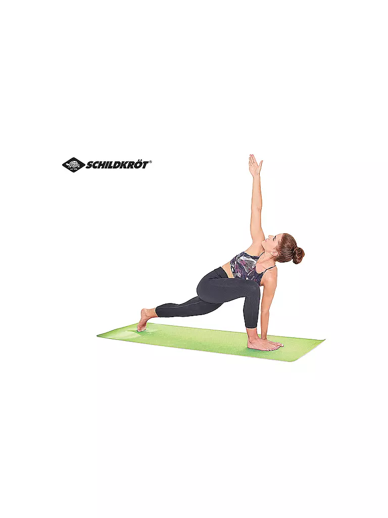 SCHILDKRÖT | Tapis de yoga bicolore, citron vert-anthracite, 4 mm, sans PVC, dans un sac de transport | Vert