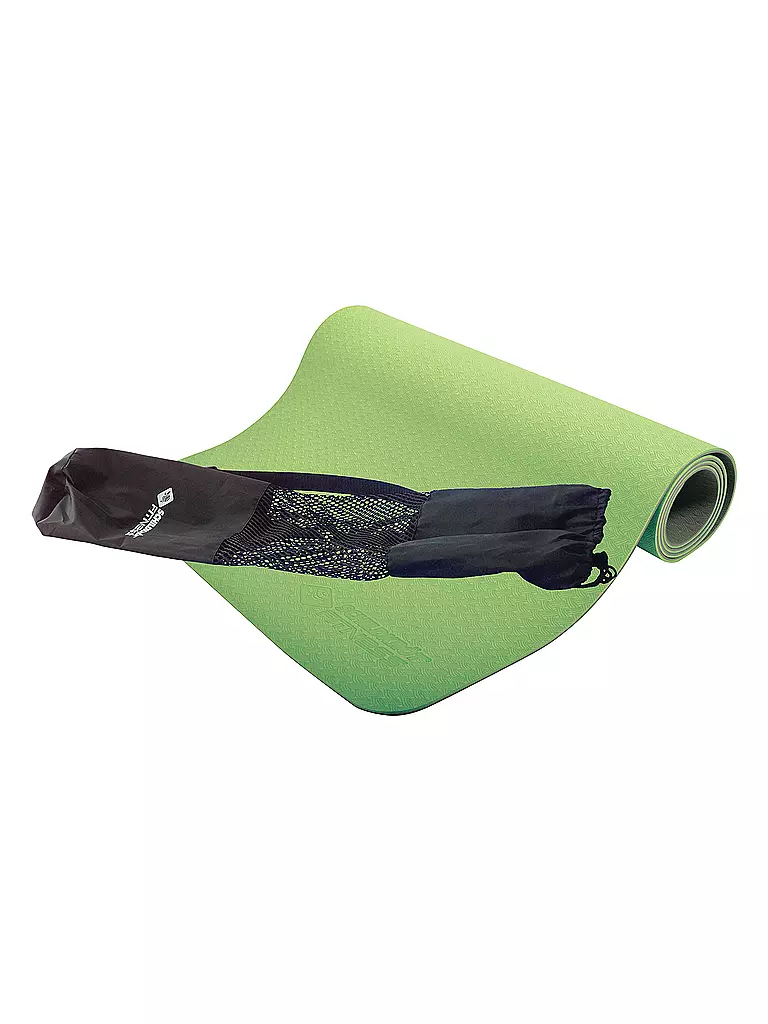 SCHILDKRÖT | Tapis de yoga bicolore, citron vert-anthracite, 4 mm, sans PVC, dans un sac de transport |