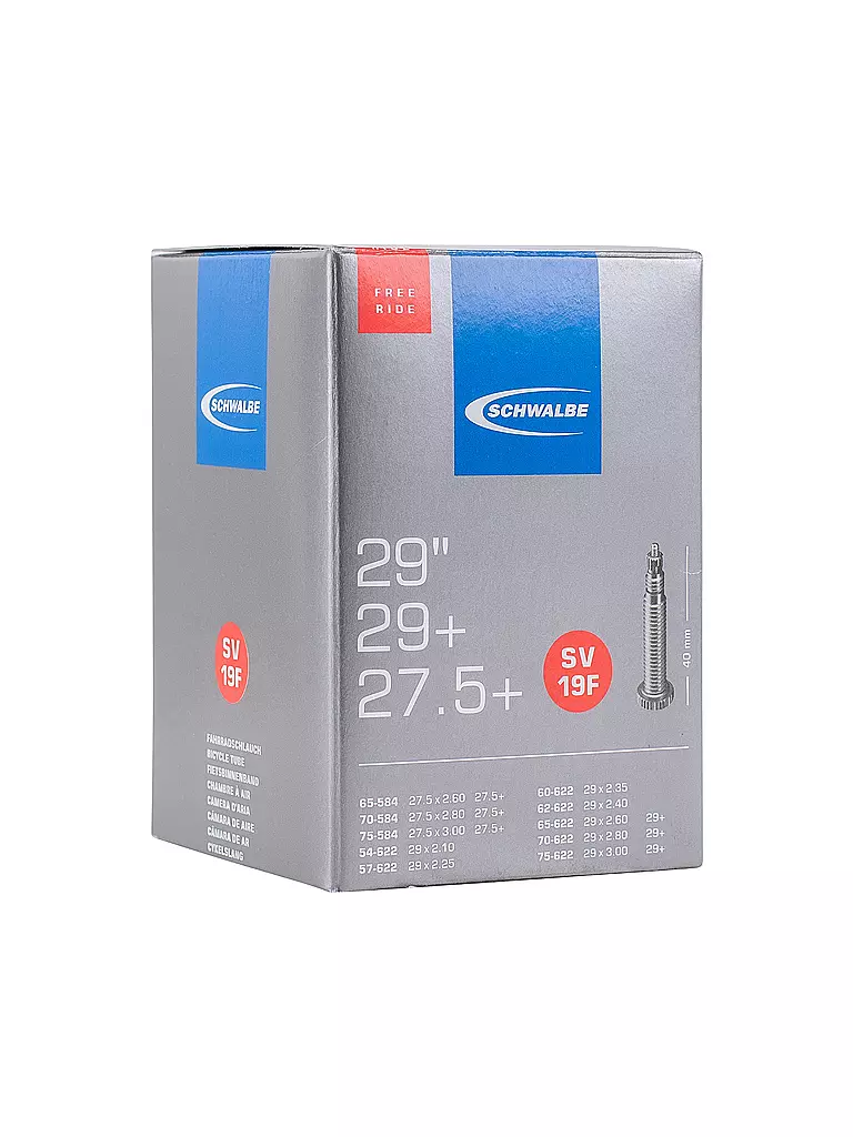 SCHWALBE | Chambre à air de vélo N° 19F Freeride SV40 (27.5"/29") | Noir