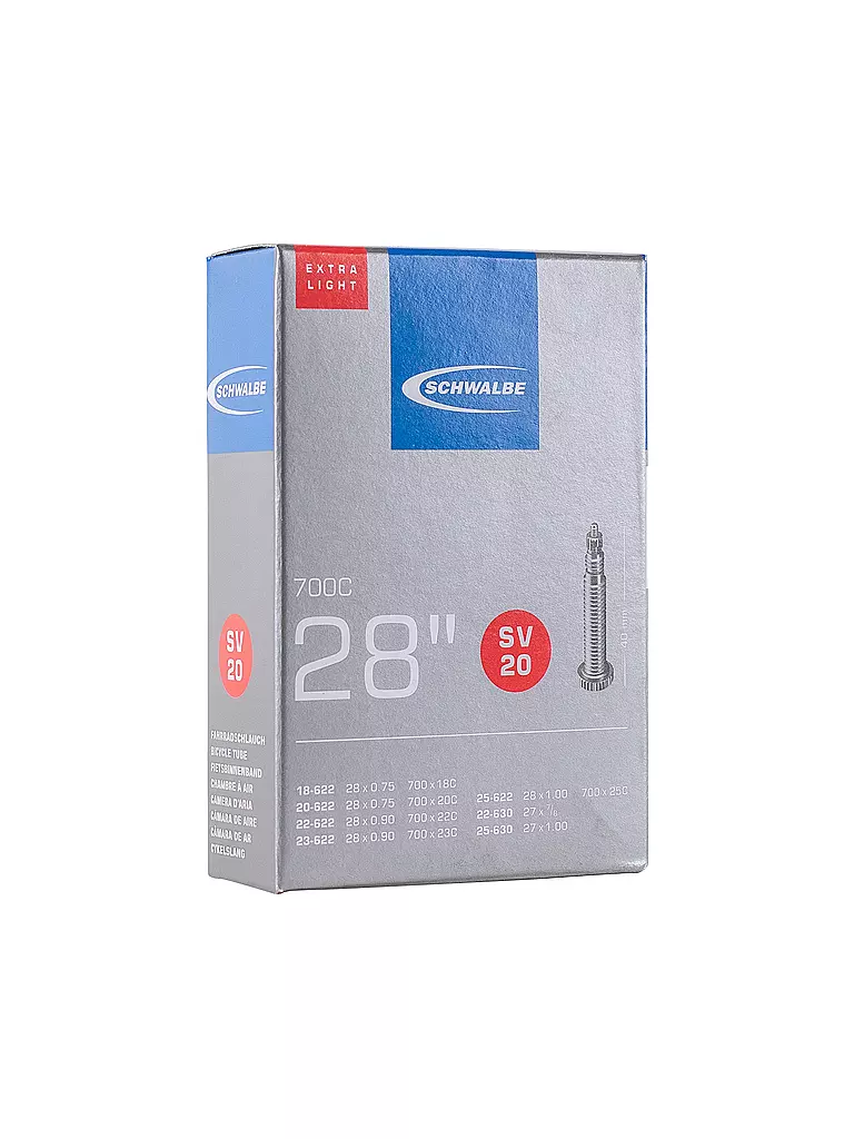 SCHWALBE | Chambre à air vélo n°20 Extra Light SV50 (28"/700C) | Noir