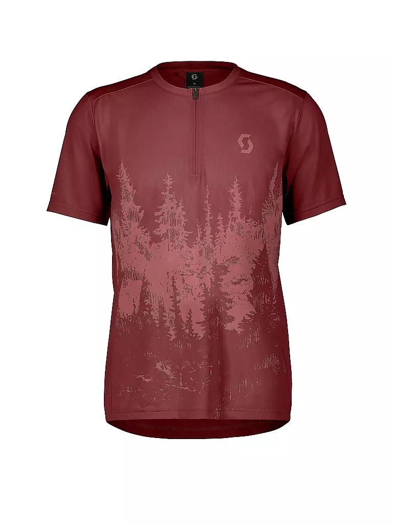 SCOTT | Maillot de cyclisme homme Trail Flow Zip SS | Rouge foncé